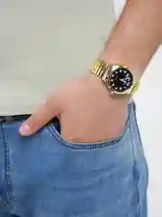 Черный часы наручные мужские, золотистые