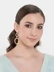 Серьги висячие со стразами, в золоте