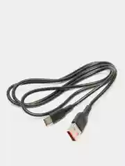 Черный кабель, Шнур, Провод, USB - Type-C, 2.4A, 1м, Denmen D01T, тайпси, тайп с, тайп си