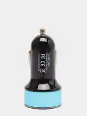 Синий автомобильное зарядное устройство 2USB с дисплеем