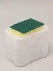Белый диспенсер кухонный / Дозатор кухонный с губкой / дозатор для моющего средства / для кухни