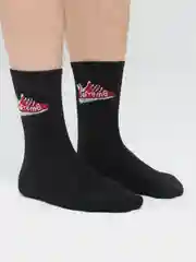 Угольный носки унисекс спортивные средней длины черные с принтом