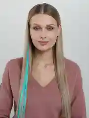 Бирюзовый цветные пряди на заколке/ карнавал/ наращивание/ парик