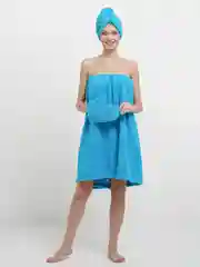 Голубой набор для сауны женский, махровый, разные цвета, XL-3XL(50-58)