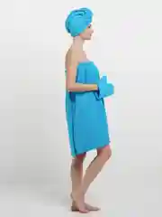 Голубой набор для сауны женский, махровый, разные цвета, XL-3XL(50-58)