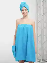 Голубой набор для сауны женский, махровый, разные цвета, XL-3XL(50-58)
