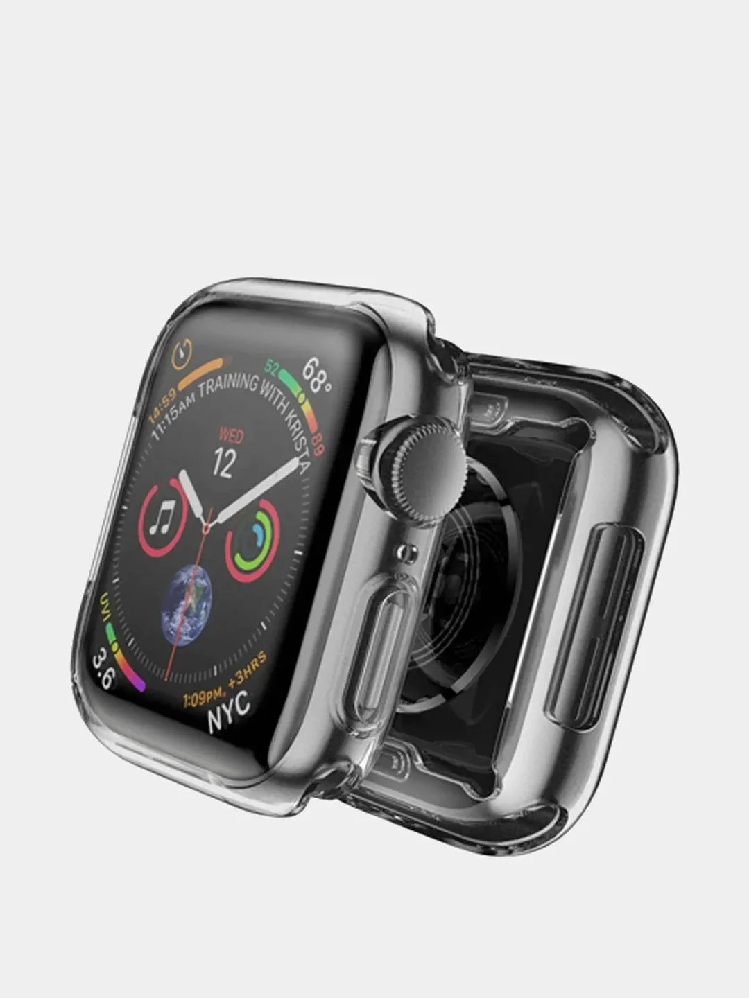 Чехол для часов Apple Watch 1,2,3,4,5,6,7,SE на 38/40/41/42/44/45/49 прозрачный, силикон