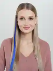 Синий цветные пряди на заколке/ карнавал/ наращивание/ парик