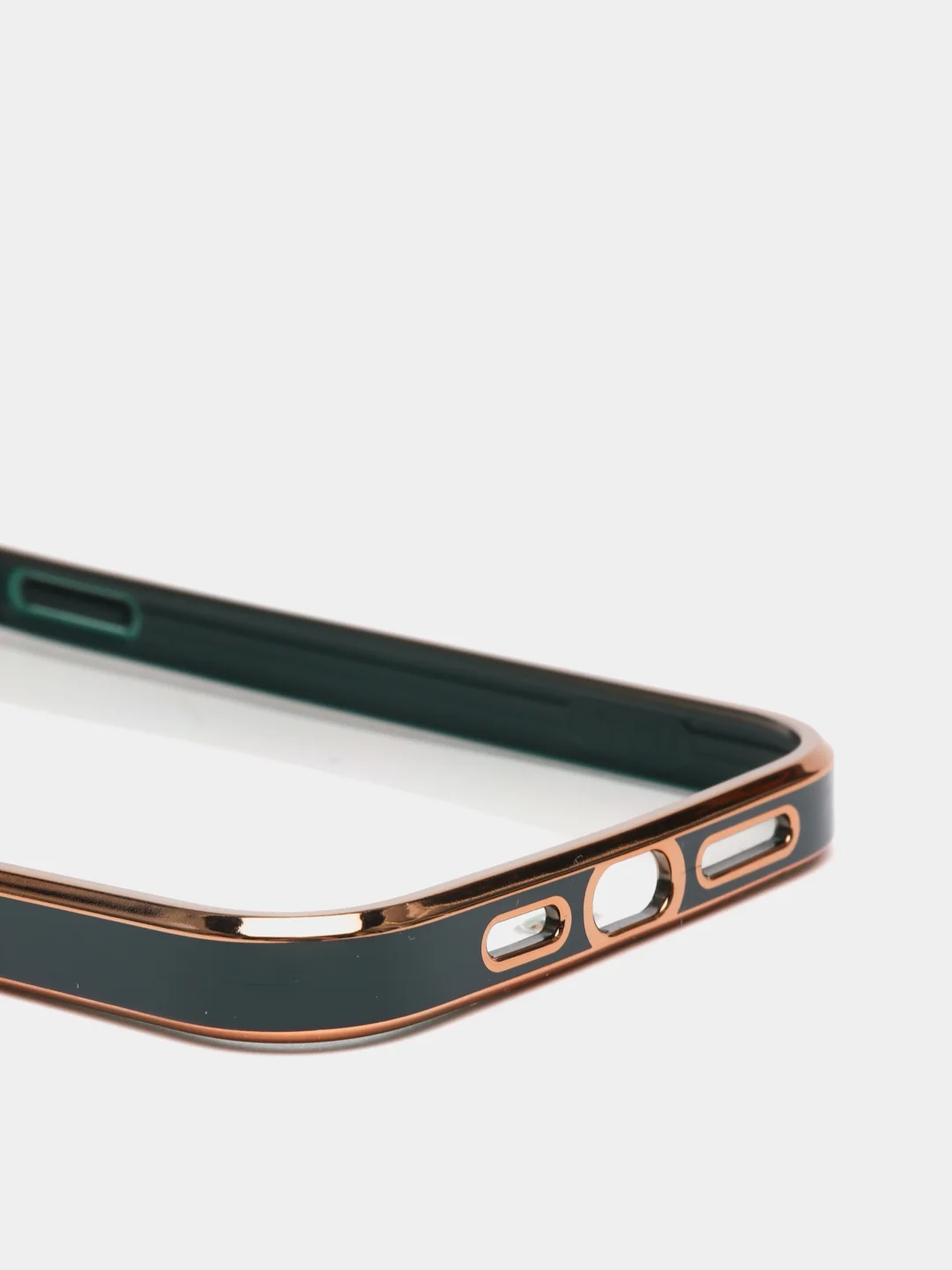 Зеленый чехол силиконовый с золотым ободком IPhone 13 PRO MAX