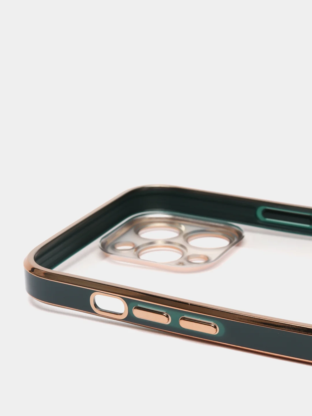 Зеленый чехол силиконовый с золотым ободком IPhone 13 PRO MAX