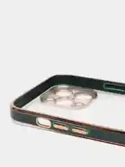 Зеленый чехол силиконовый с золотым ободком IPhone 13 PRO MAX