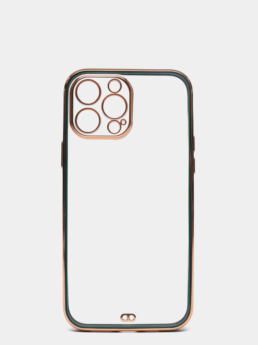 Зеленый чехол силиконовый с золотым ободком IPhone 13 PRO MAX