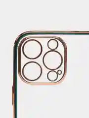 Зеленый чехол силиконовый с золотым ободком IPhone 13 PRO MAX