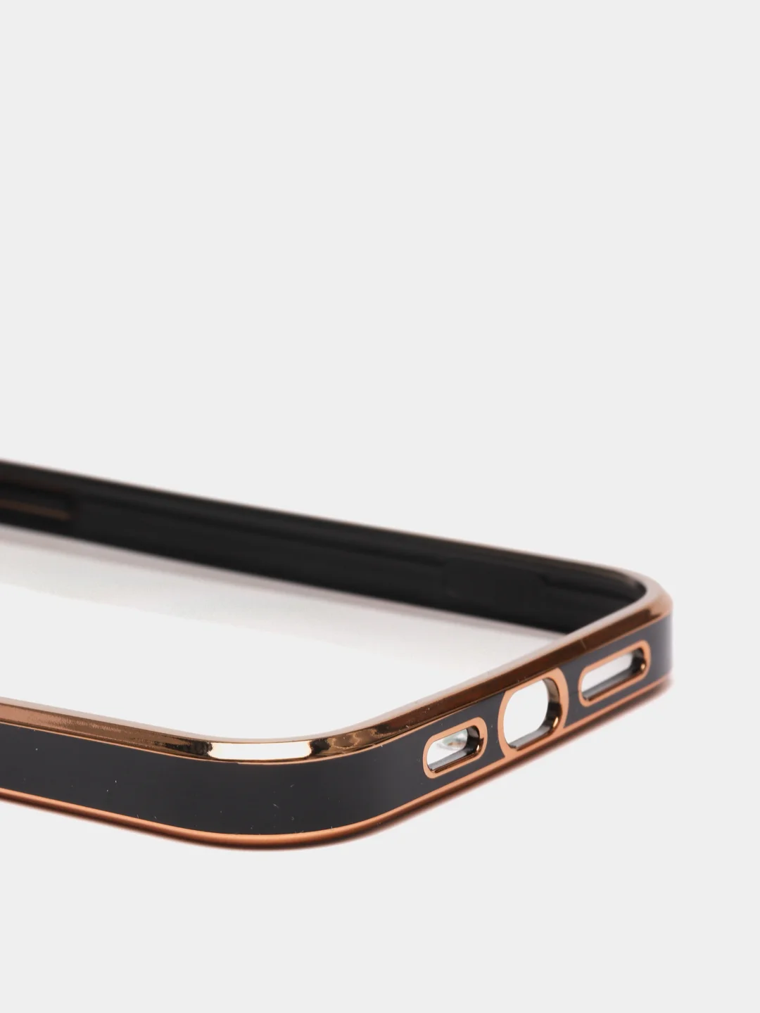 Черный чехол силиконовый с золотым ободком IPhone 13 PRO MAX