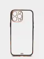 Черный чехол силиконовый с золотым ободком IPhone 13 PRO MAX