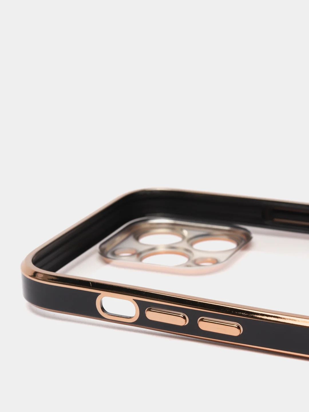 Черный чехол силиконовый с золотым ободком IPhone 13 PRO MAX