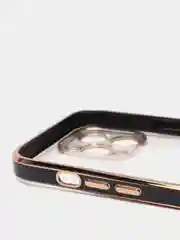 Черный чехол силиконовый с золотым ободком IPhone 13 PRO MAX