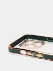 Зеленый чехол силиконовый с золотым ободком IPhone 13 PRO