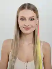 Желтый волосы накладные на заколке, цветные, омбре, пряди