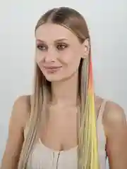 Желтый волосы накладные на заколке, цветные, омбре, пряди