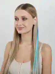 Лазурный волосы накладные на заколке, цветные, омбре, пряди