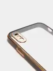 Черный чехол силиконовый с золотым ободком iPhone X, XS