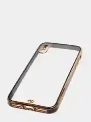 Черный чехол силиконовый с золотым ободком iPhone X, XS
