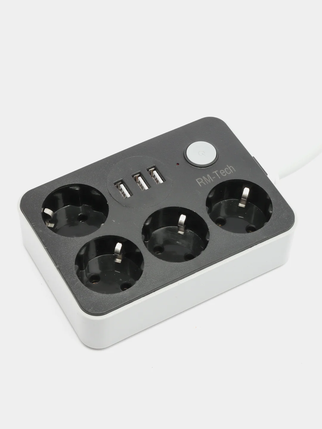 Черный удлинитель фильтр сетевой 4 розетки, 3 USB