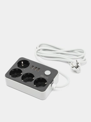 Удлинитель фильтр сетевой 4 розетки, 3 USB
