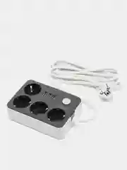 Черный удлинитель фильтр сетевой 4 розетки, 3 USB