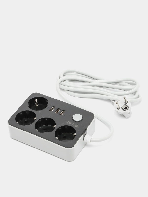 Удлинитель фильтр сетевой 4 розетки, 3 USB