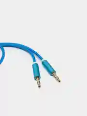 Голубой аудио кабель AUX с металлическики разъемами, jack 3.5 мм аукс