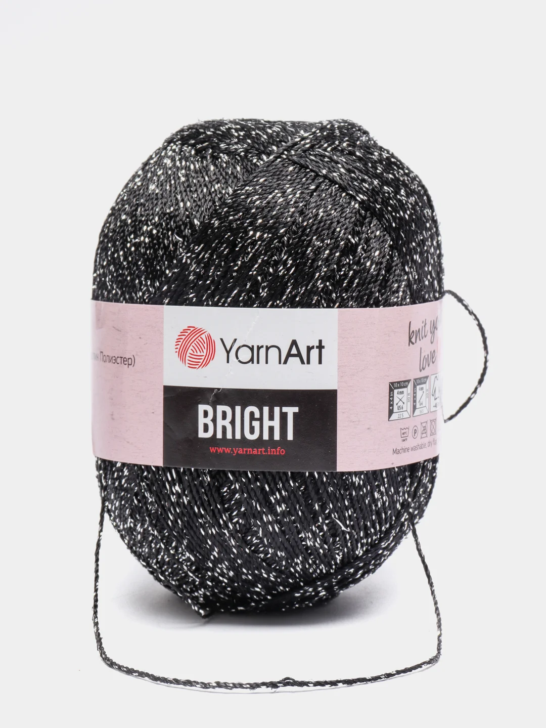 Черный пряжа YarnArt Bright, 80% полиамид, 20% металлик, 90 г, 340 м