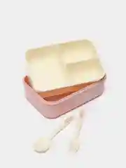 Розовый ланч-бокс "Delicious" контейнер для еды и пищи, 1400 мл, 3 отделения с приборами, емкость