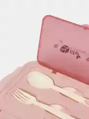 Розовый ланч-бокс "Delicious" контейнер для еды и пищи, 1400 мл, 3 отделения с приборами, емкость