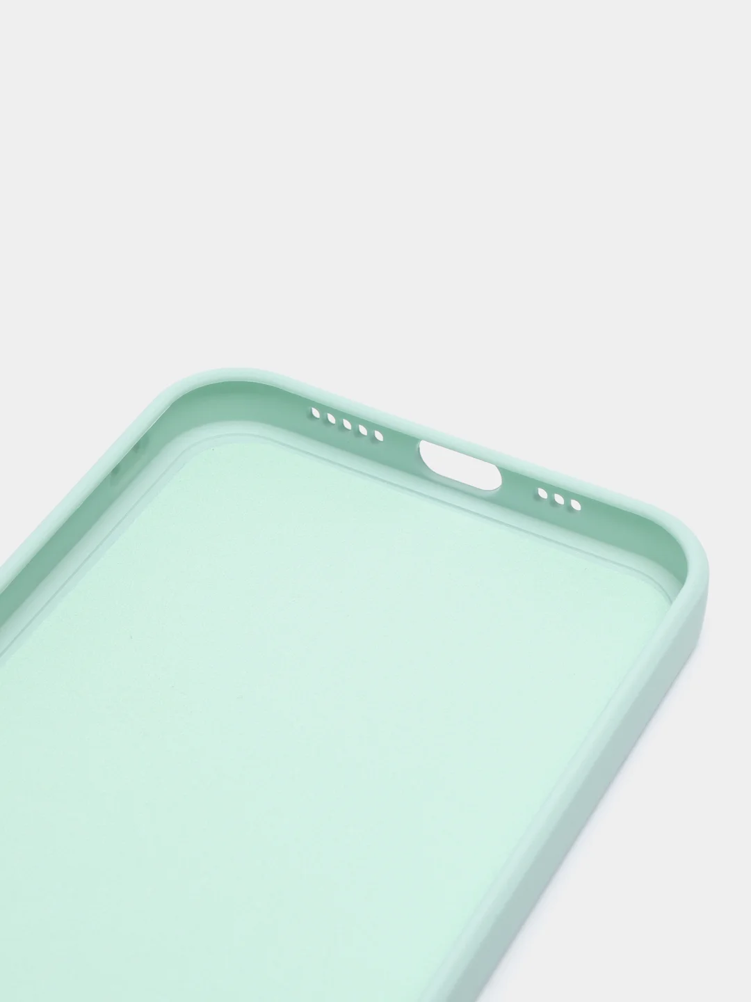Бирюзовый силиконовый чехол с шёлковым покрытием для iPhone 13 Mini, 13 Pro Max