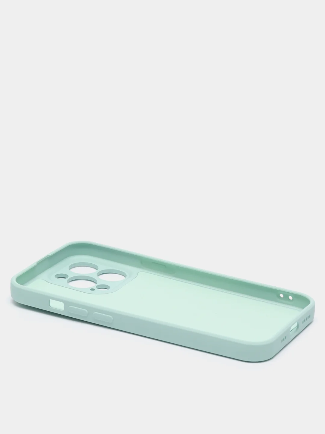 Бирюзовый силиконовый чехол с шёлковым покрытием для iPhone 13 Mini, 13 Pro Max