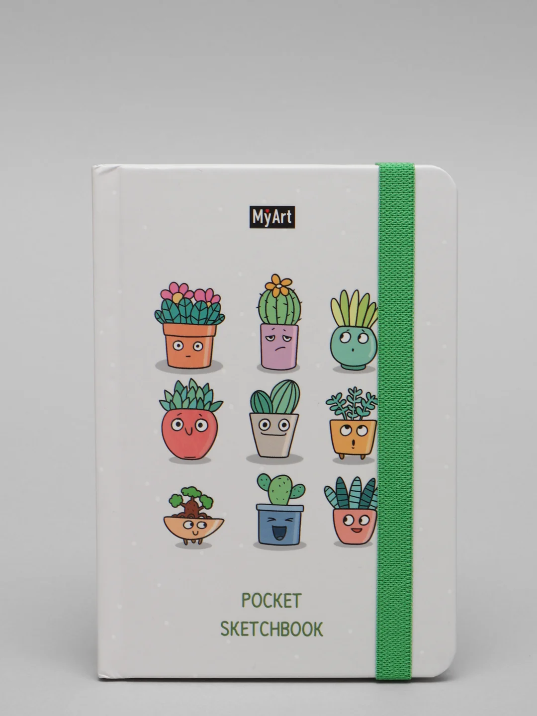 Зеленый скетчбук А6 MyArt Pocket, с резинкой, 48 листов. Проф-Пресс
