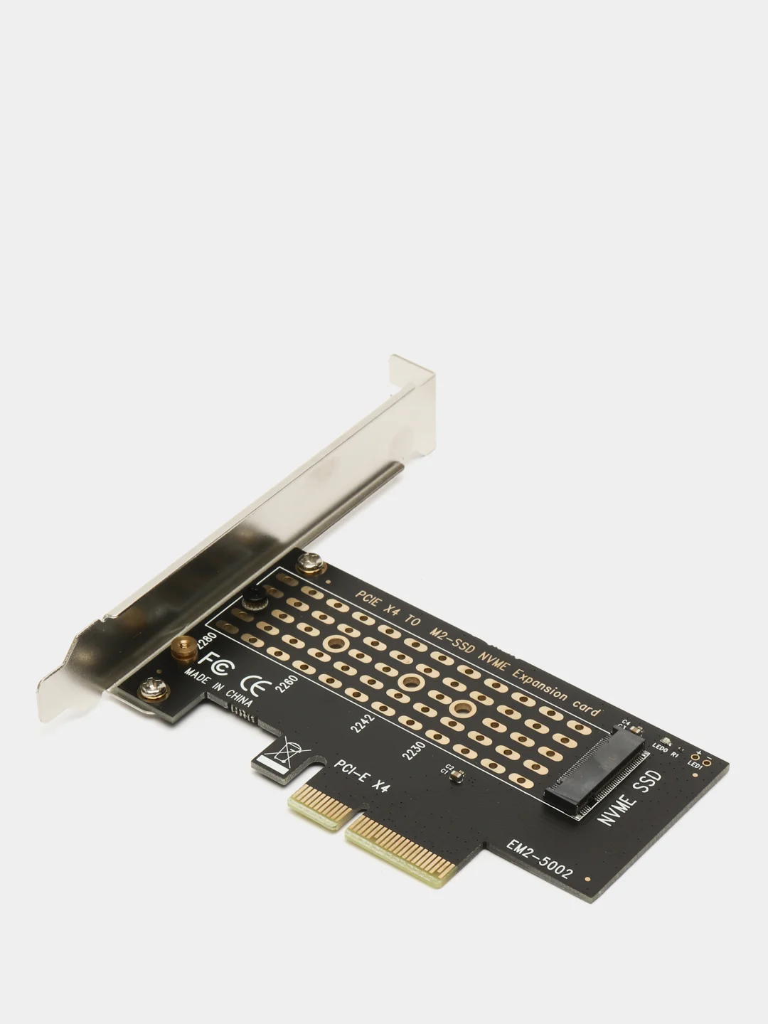 Угольный адаптер переходник для установки SSD диска M.2 NVMe в слот PCI-E x4, х8, х16