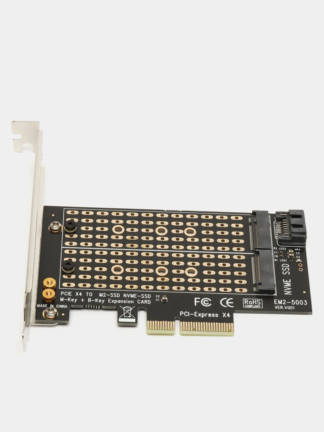 Черный адаптер PCI-E M.2 NVMe и SATA M.2 для SSD диска