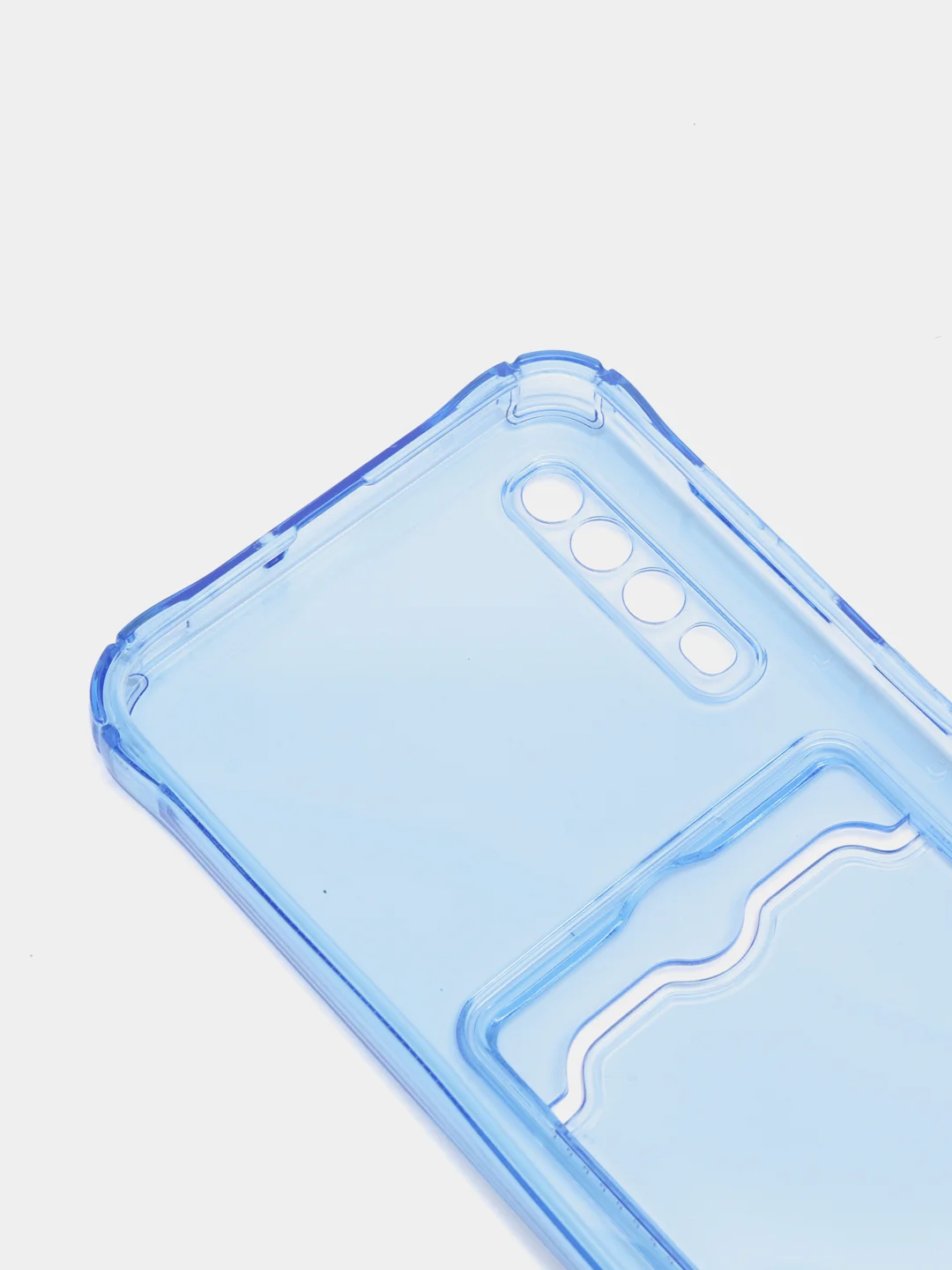 Синий силиконовый чехол с отсеком для карты на ряд моделей Samsung, прозрачный
