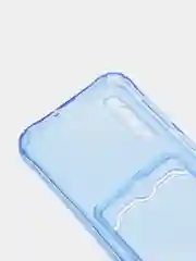 Синий силиконовый чехол с отсеком для карты на ряд моделей Samsung, прозрачный