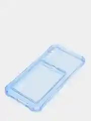Синий силиконовый чехол с отсеком для карты на ряд моделей Samsung, прозрачный