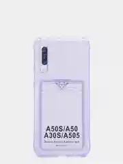 Фиолетовый силиконовый чехол с отсеком для карты на ряд моделей Samsung, прозрачный