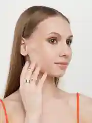 Золотой кольца женские, регулируемые, набор 3 штуки