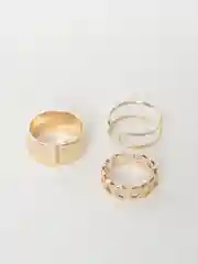 Золотой кольца женские, регулируемые, набор 3 штуки