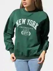 Тёмно-зелёный свитшот женский New York, оверсайз