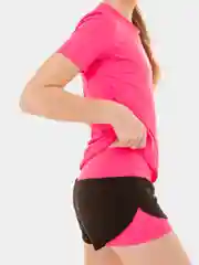 Шорты спортивные, двойные шорты  черные, неон-розовые