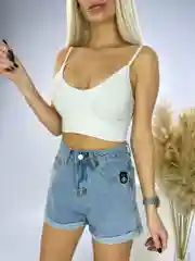 Базовые джинсовые шорты из денима, голубого цвета