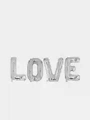 Серебряный воздушный шар надпись "Love" (Любовь), фольгированный,40 см
